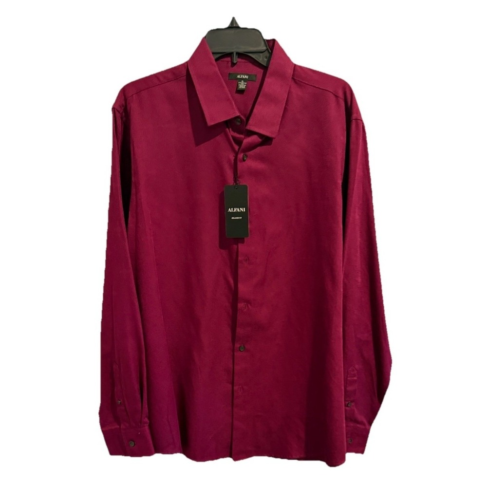 Alfani Mens Vesper Twill Button‎ Up Shirt, Purple, X-Large NWT  Relaxed Fit